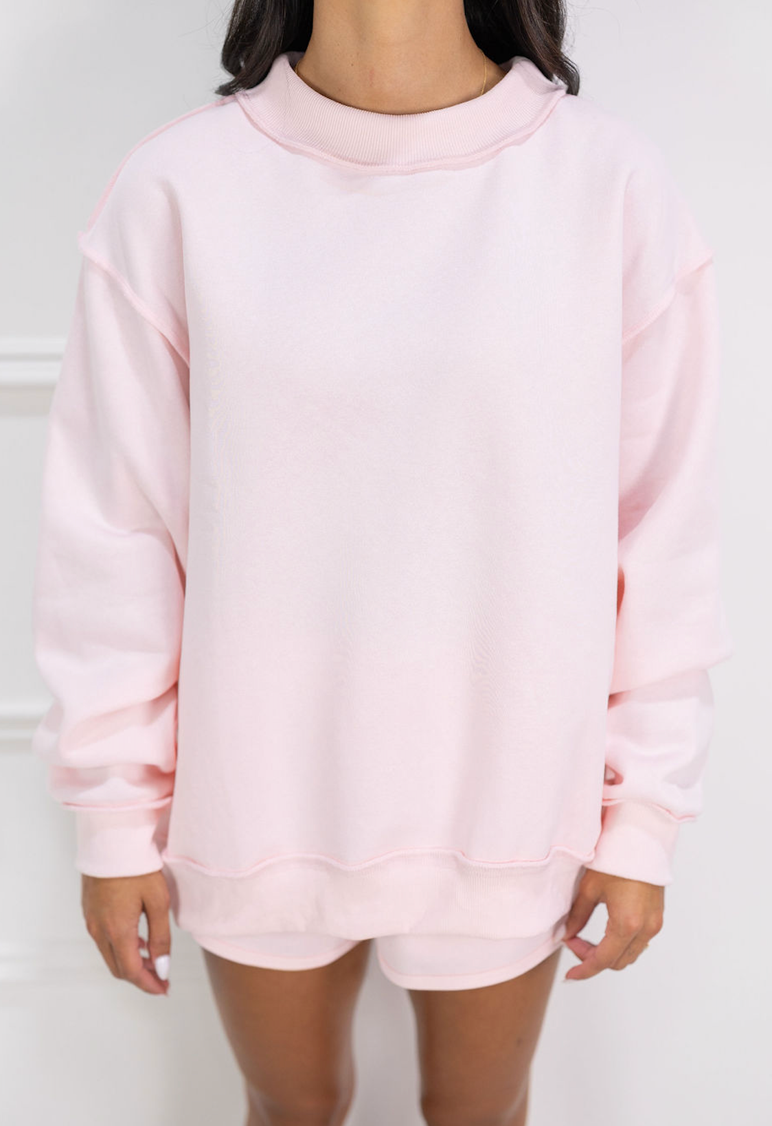Solid Reversible Mock Neck Pink