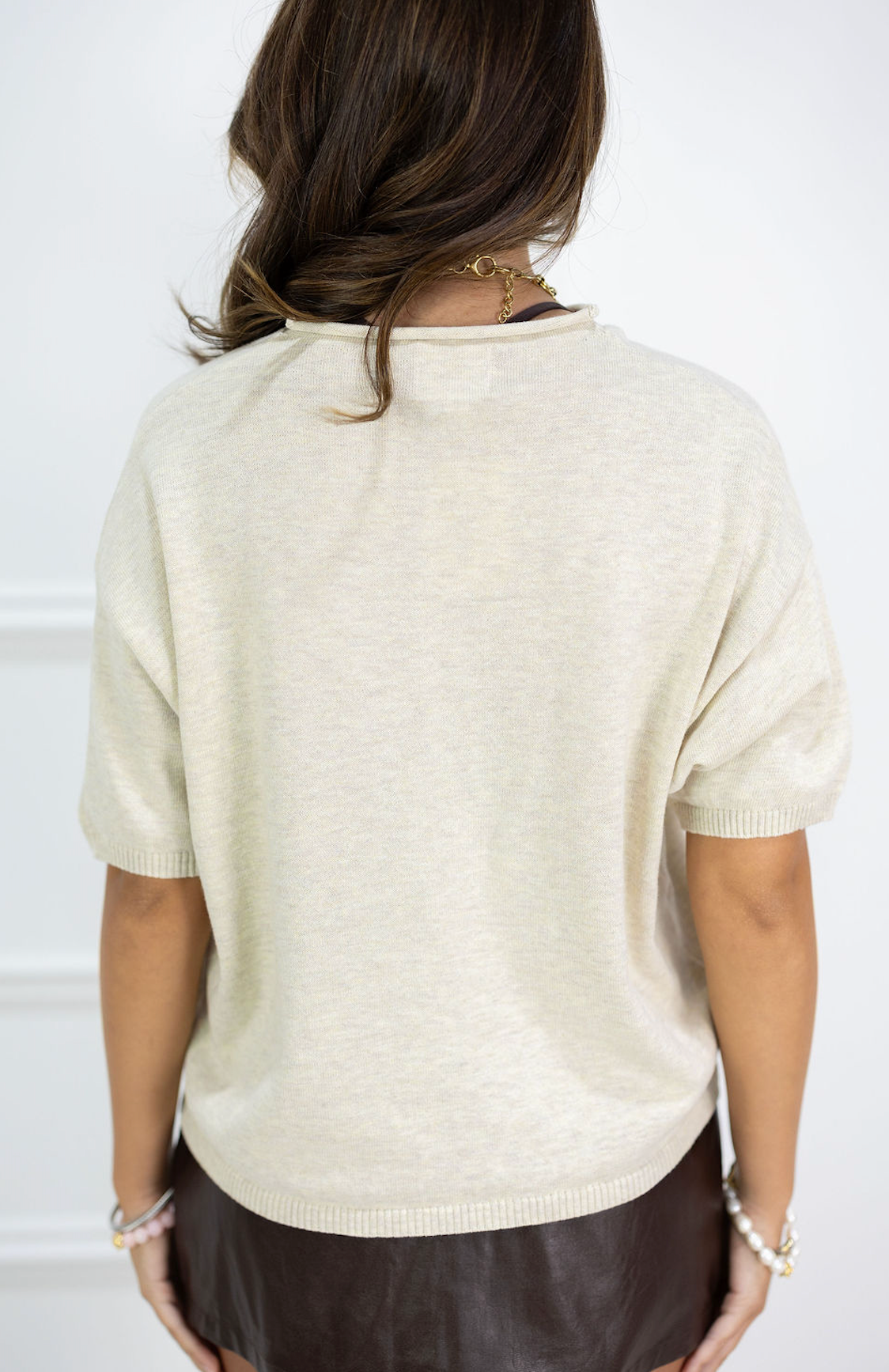 Short Sleeve Cardi Oat