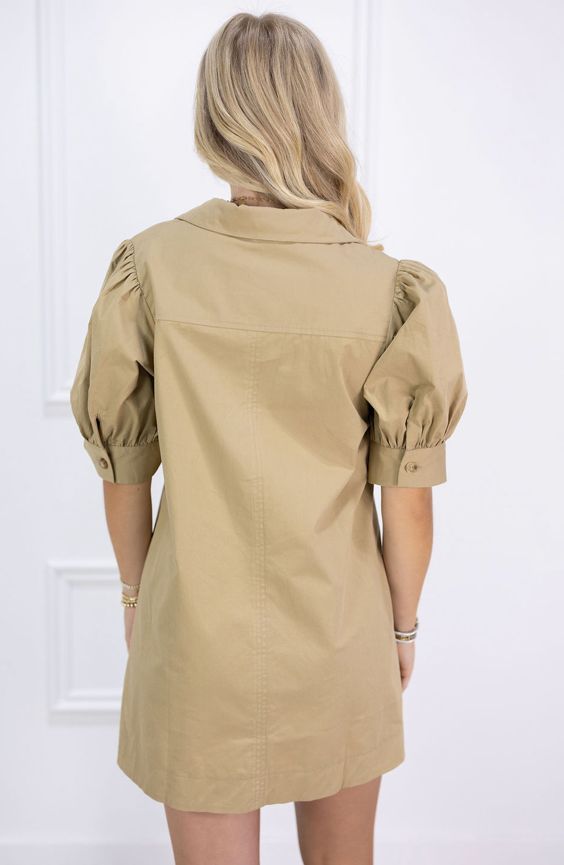 Khaki Collared Shirt Dress