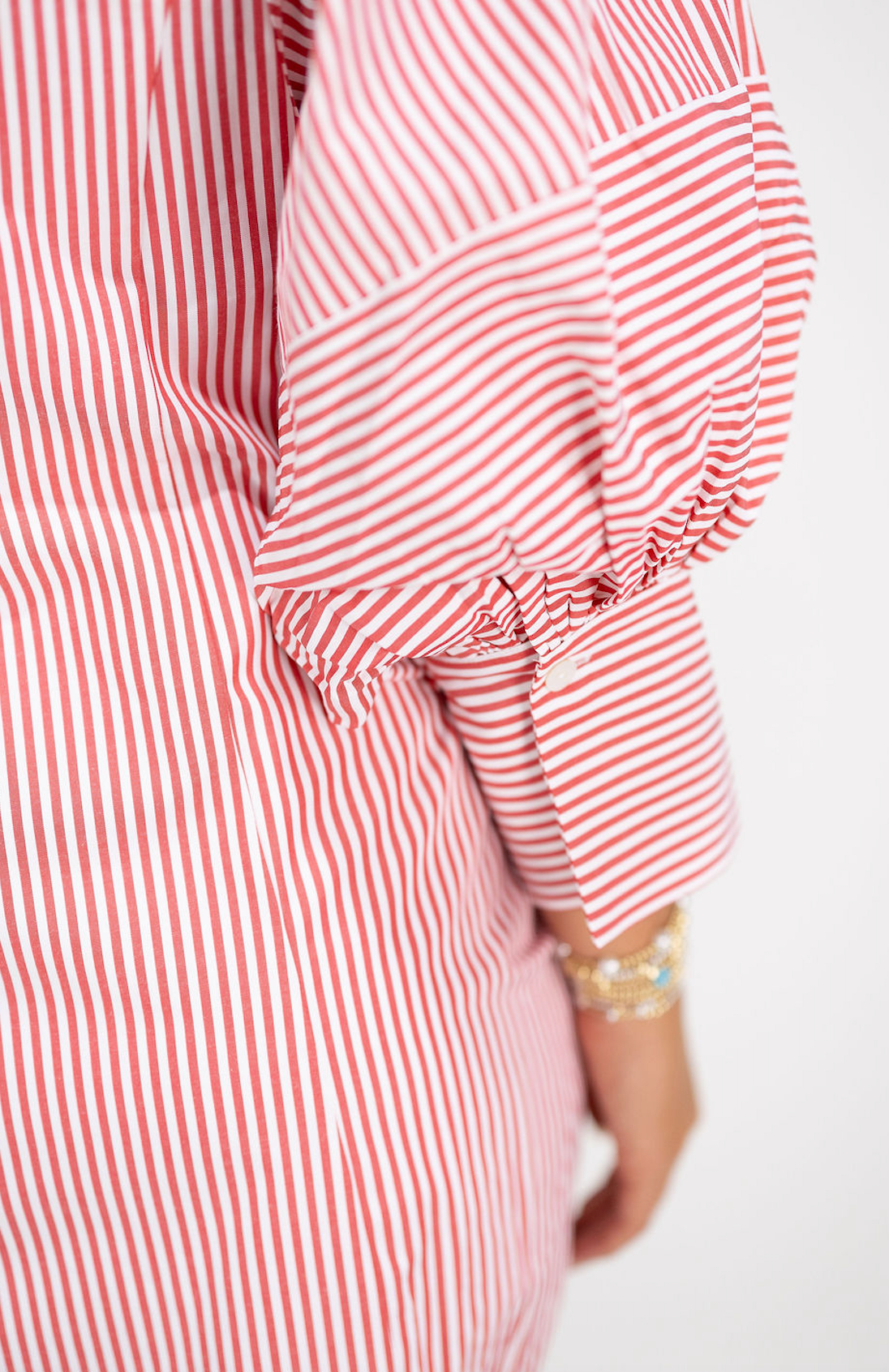 Big Sleeve Shirt Dress Red Stripe
