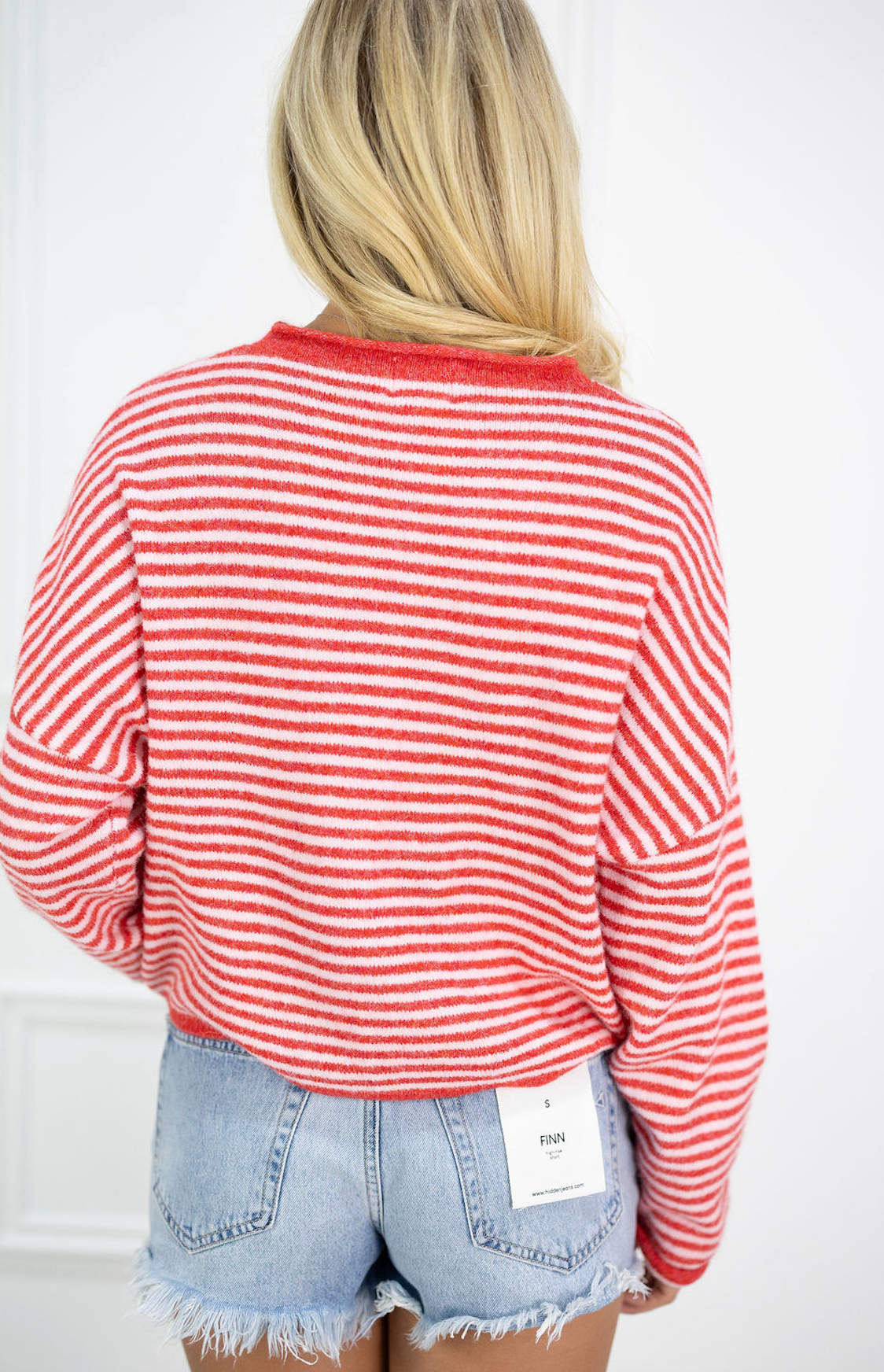 Button Down Cardi Cherry/Pink Stripes