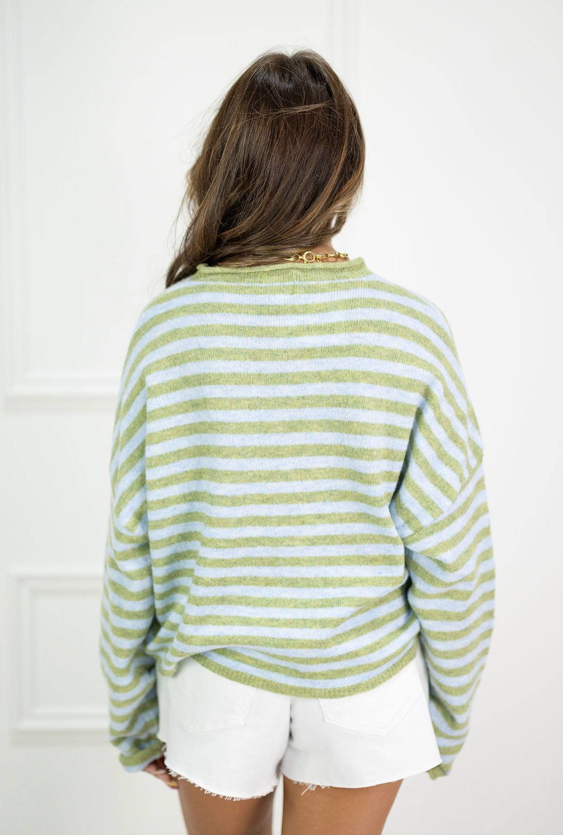 Button Down Cardi Matcha Stripes