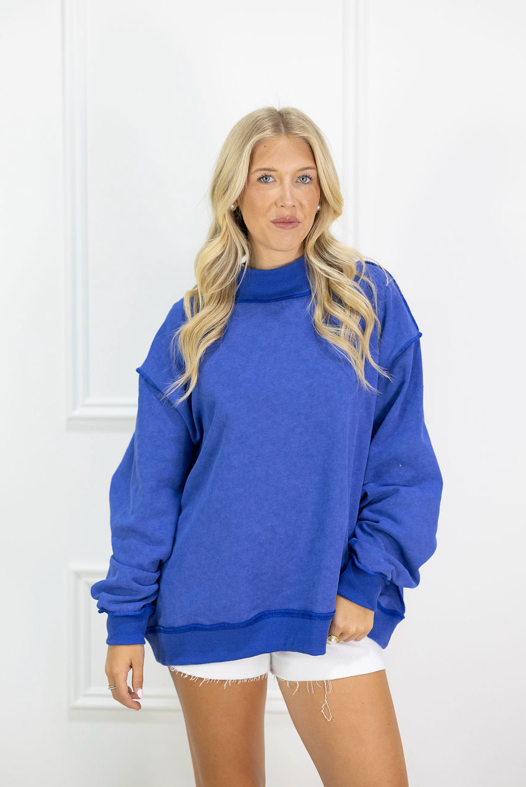 Solid Reversible Mock Neck Cobalt
