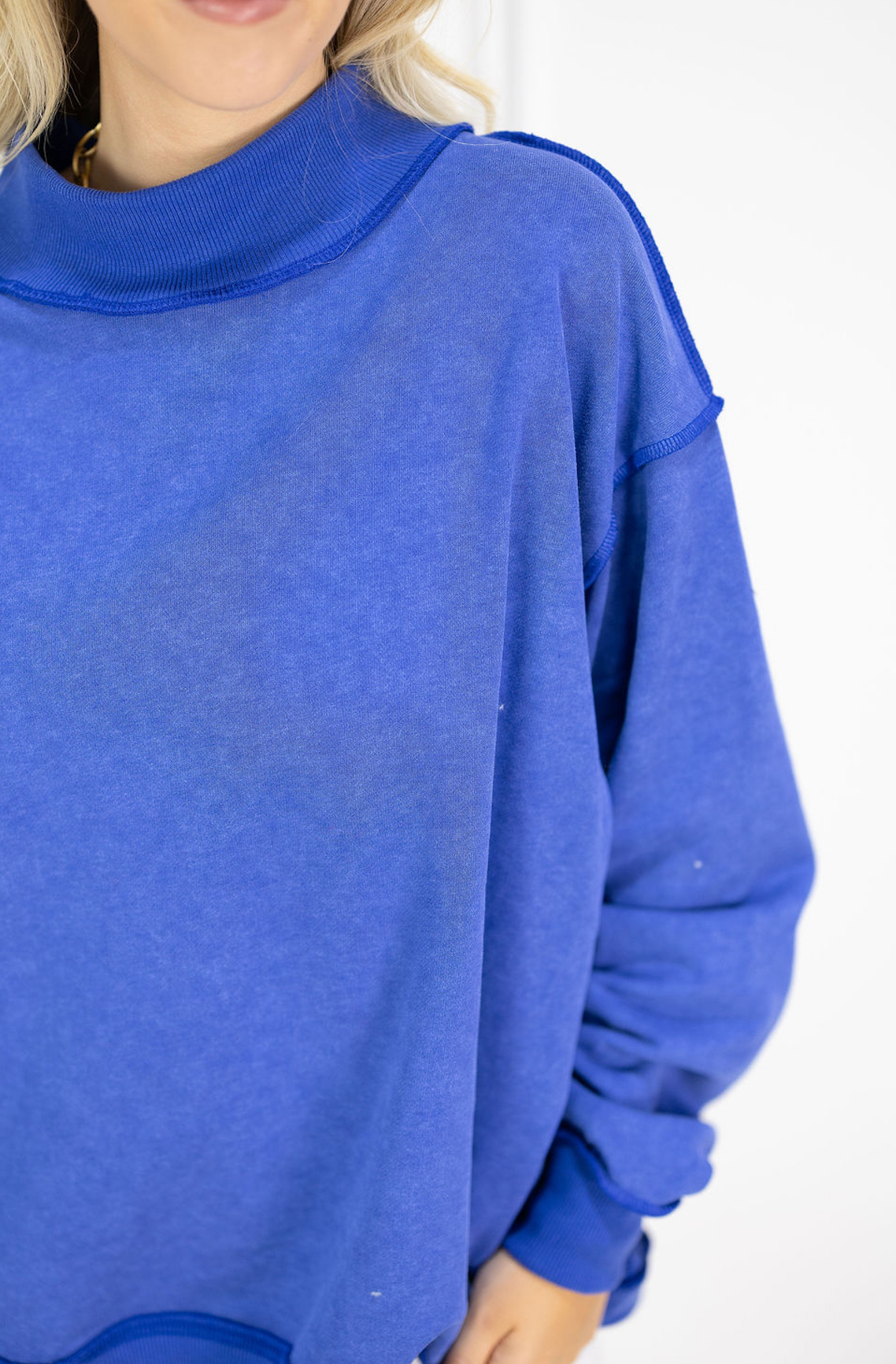 Solid Reversible Mock Neck Cobalt