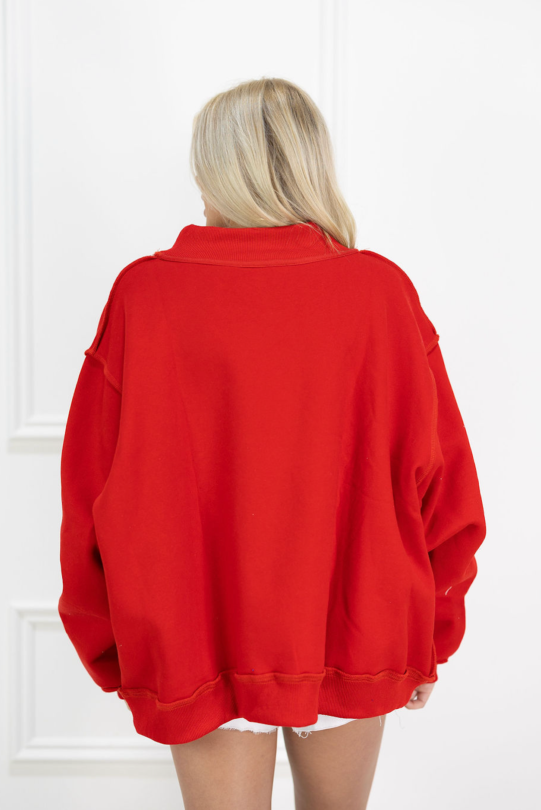 Solid Reversible Mock Neck Red