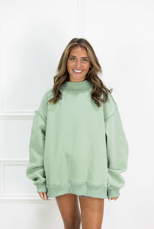 Solid Reversible Mock Neck Sage