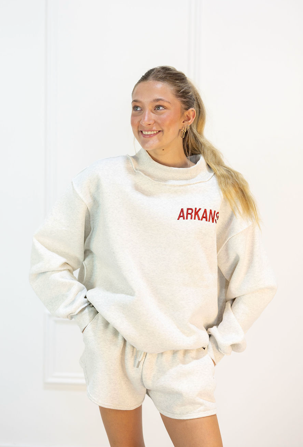 Embroidered Arkansas Mockneck