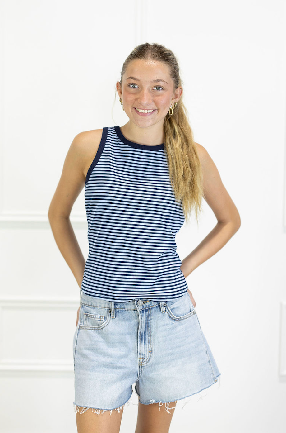 Mason Stripe Tank Navy/Blue