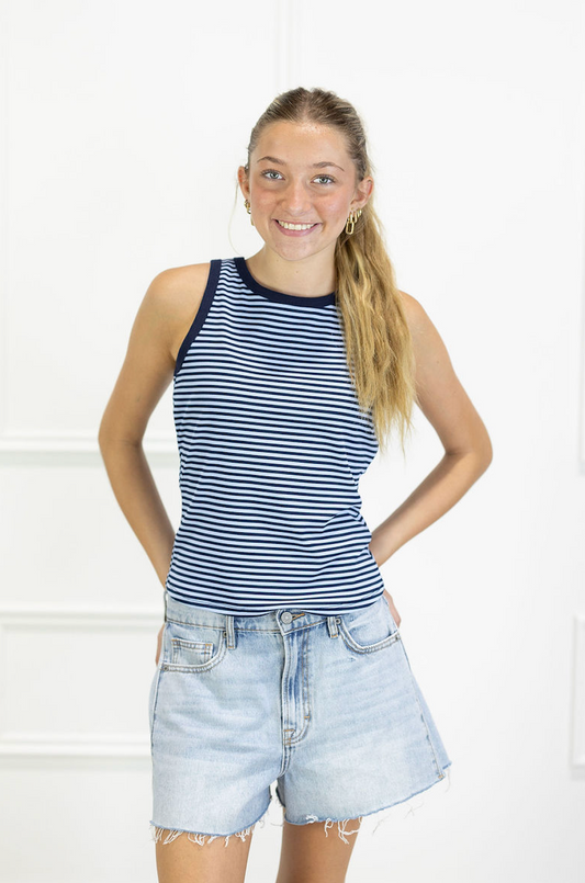 Mason Stripe Tank Navy/Blue
