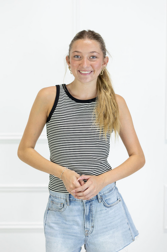 Mason Stripe Tank Black/White