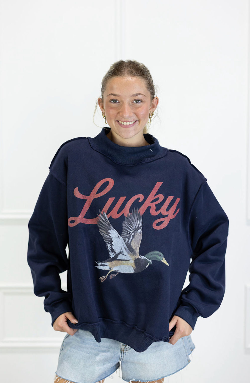 Lucky Mallard Mock Neck Sweatshirt