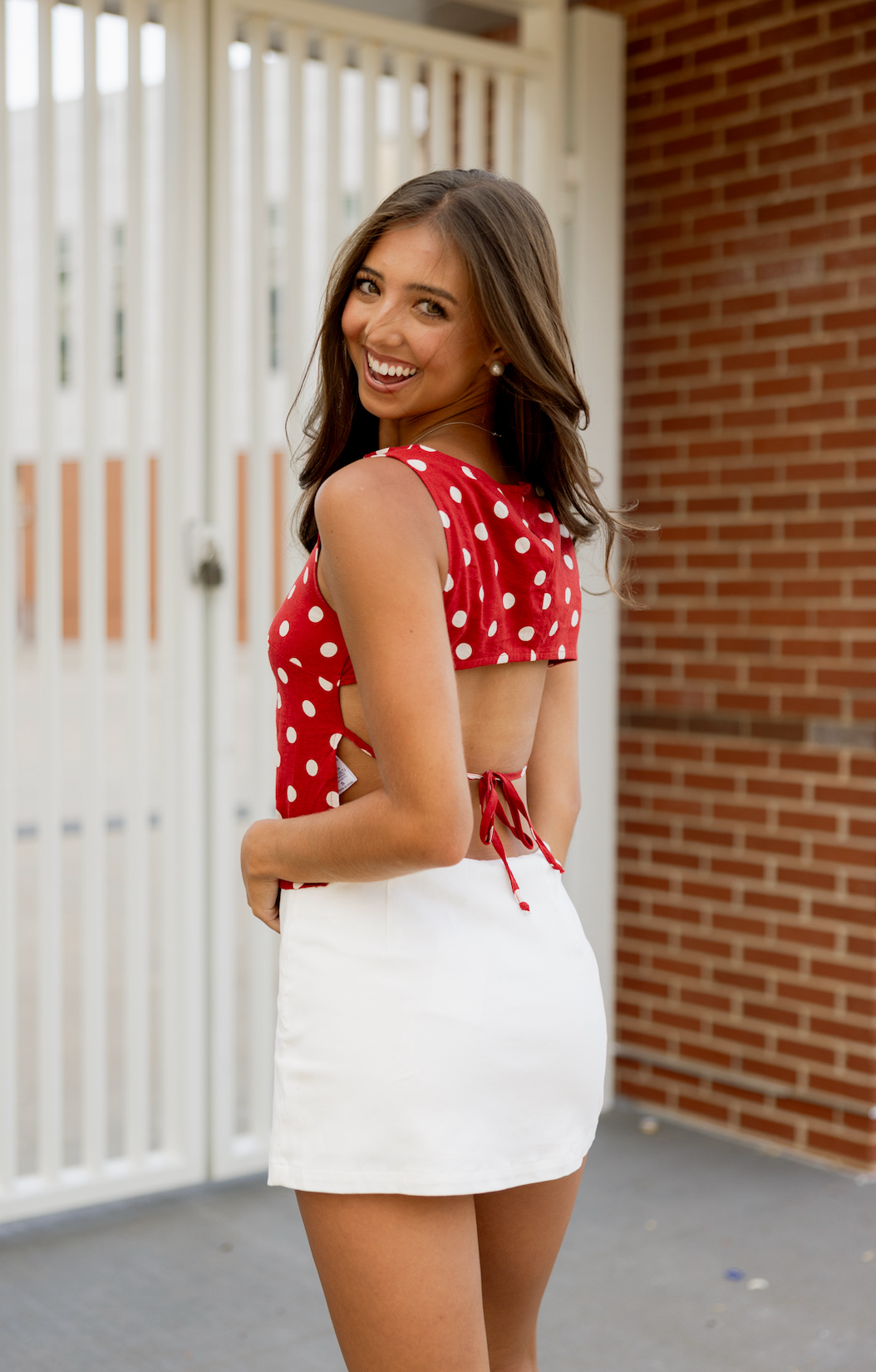 Red Polka Dot Tie Back Top