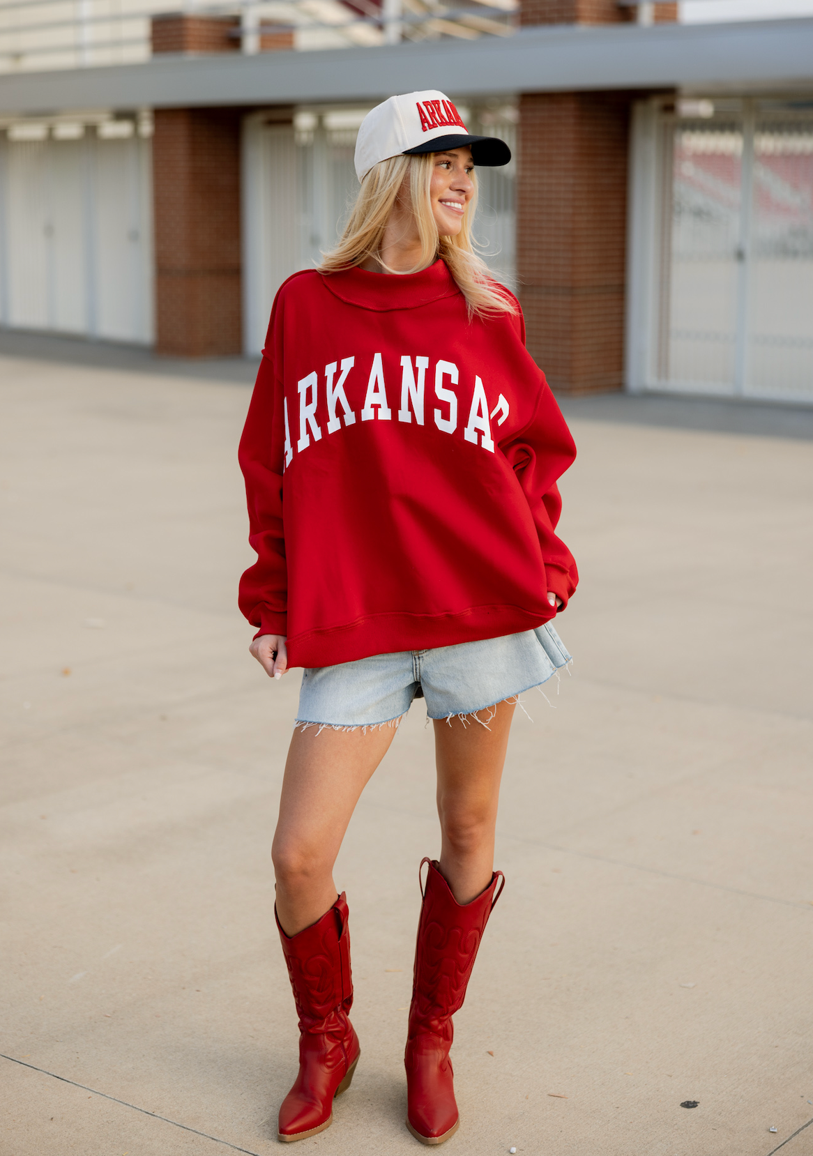 Arkansas/AR Reversible Mock Neck Red