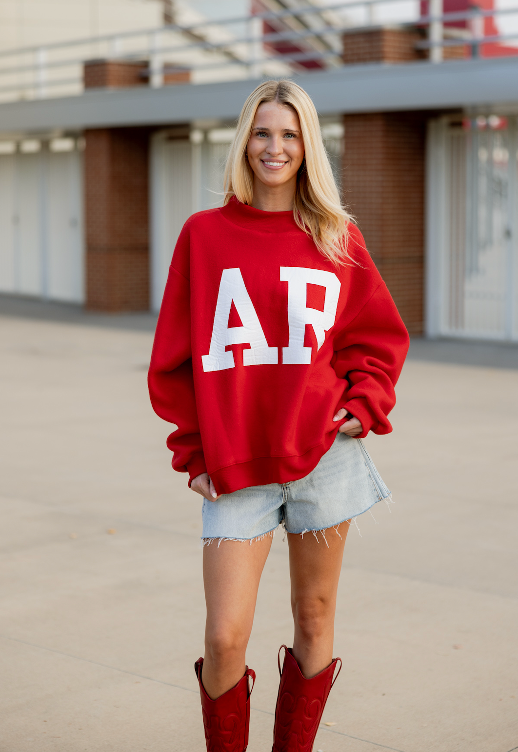 Arkansas/AR Reversible Mock Neck Red