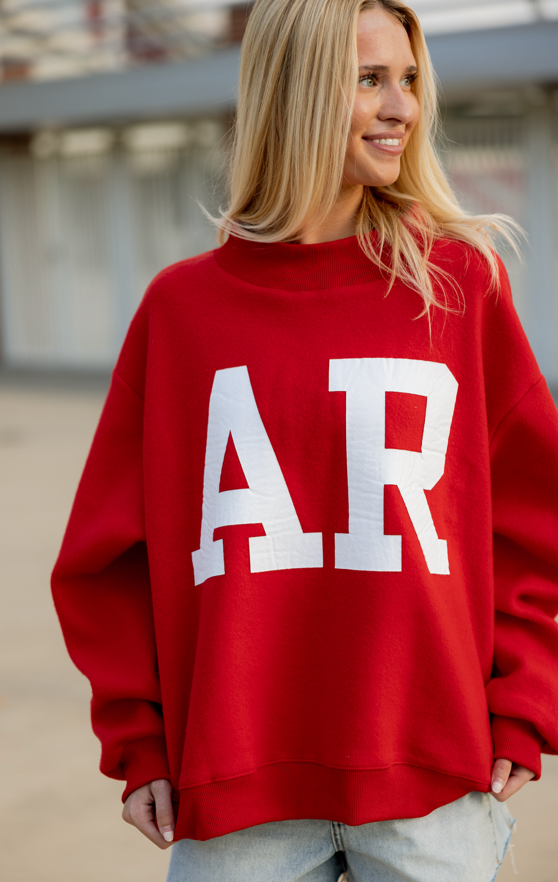 Arkansas/AR Reversible Mock Neck Red