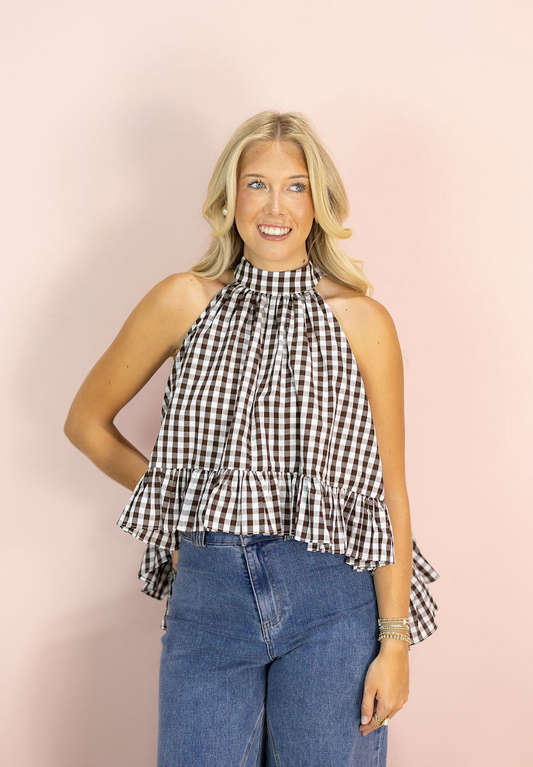Brandy Gingham Ruffle Top