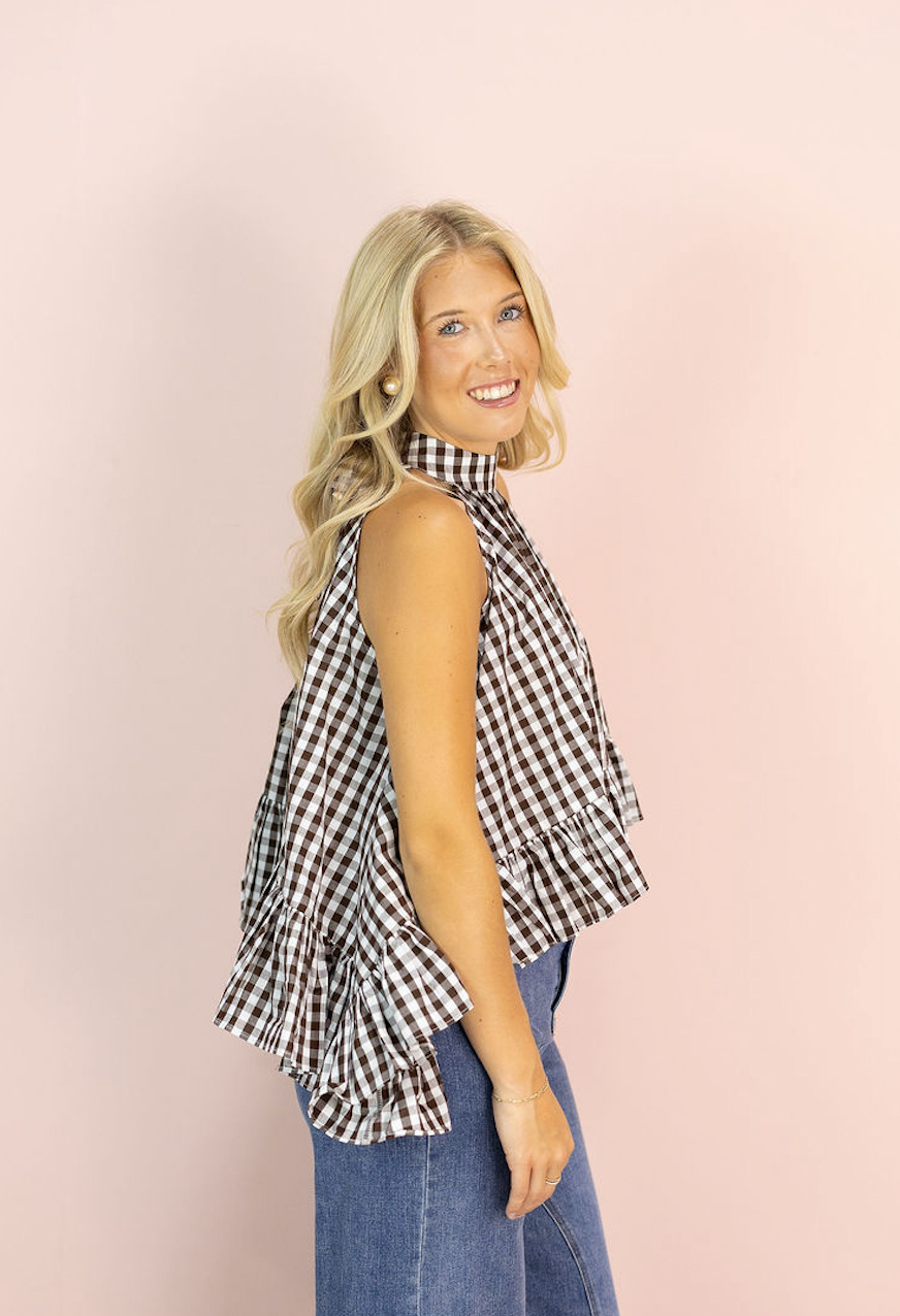 Brandy Gingham Ruffle Top