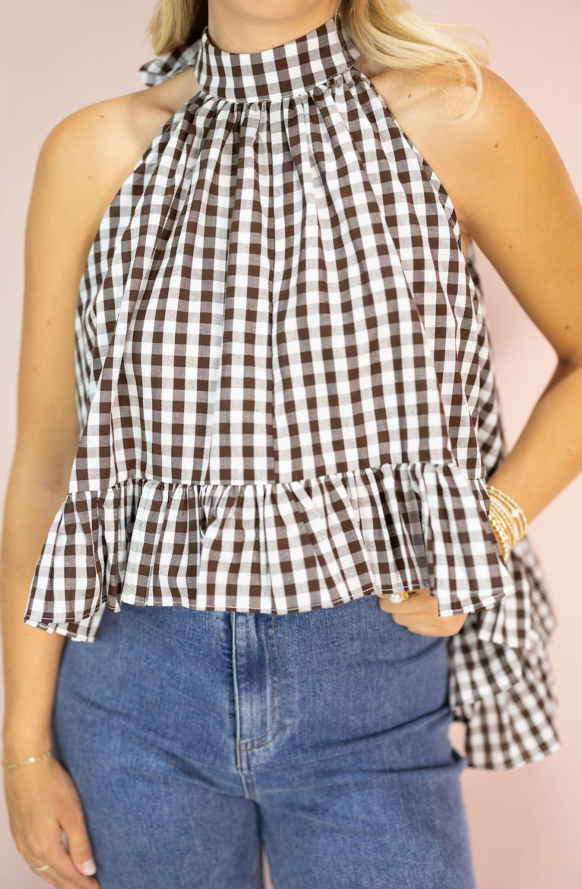 Brandy Gingham Ruffle Top