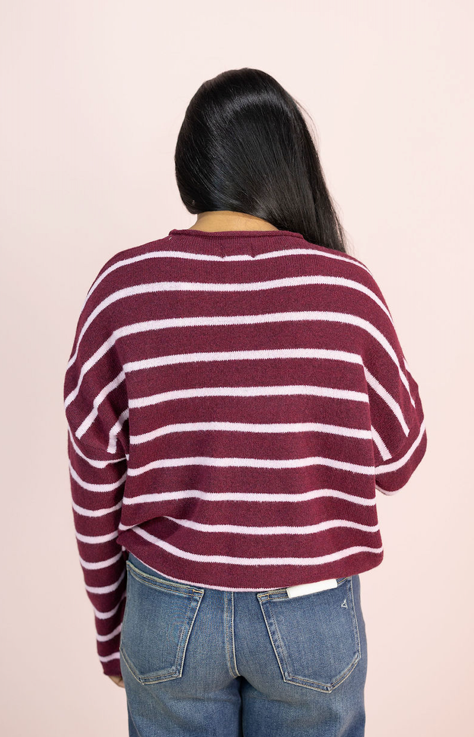 Striped Piper Cardi Wine/Pink