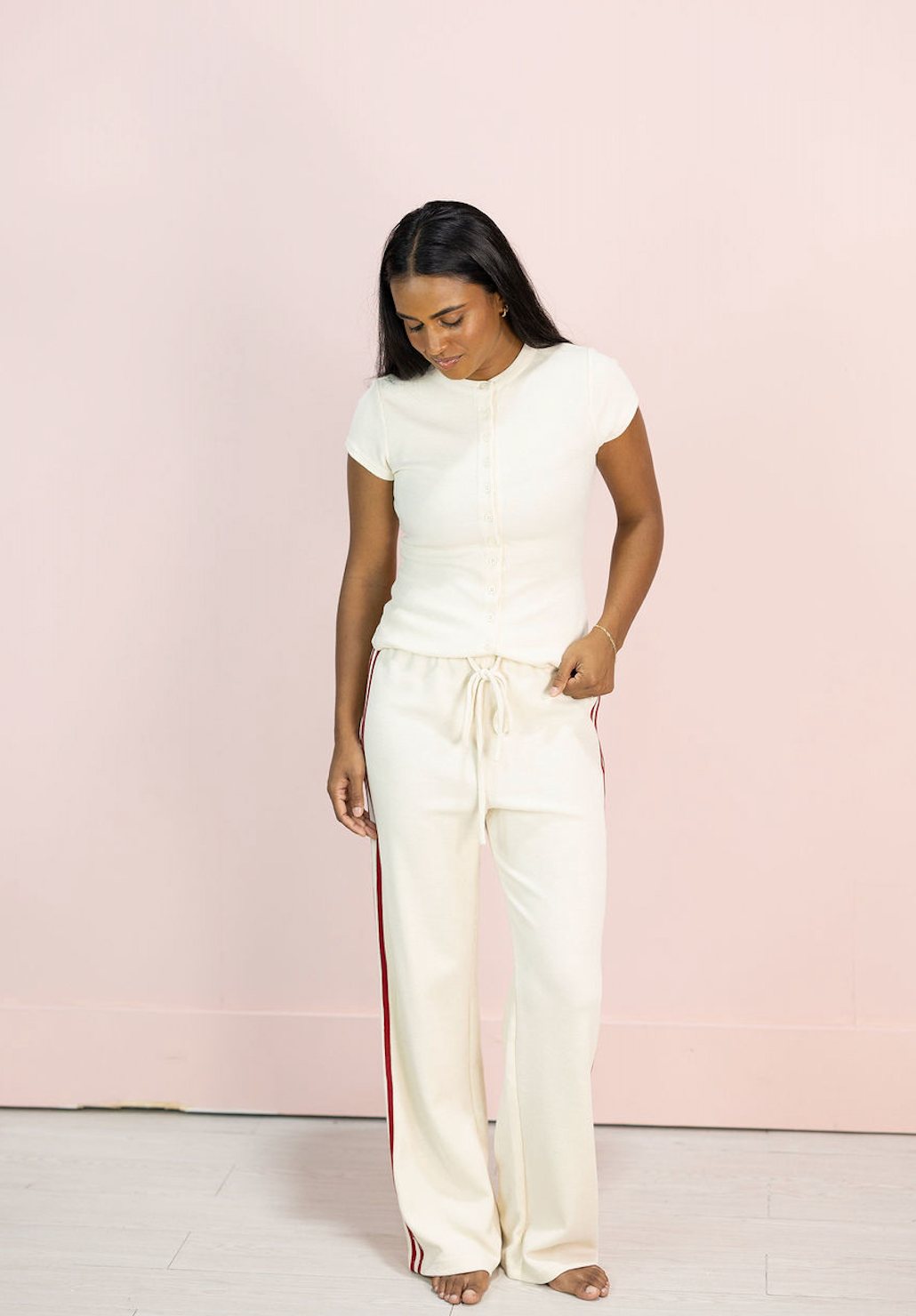 Enzo Stripe Waffle Knit Pants