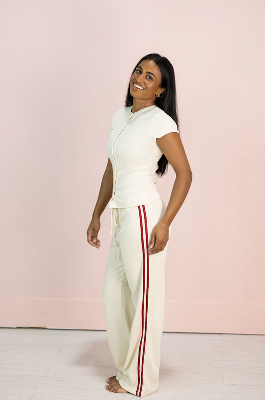 Enzo Stripe Waffle Knit Pants
