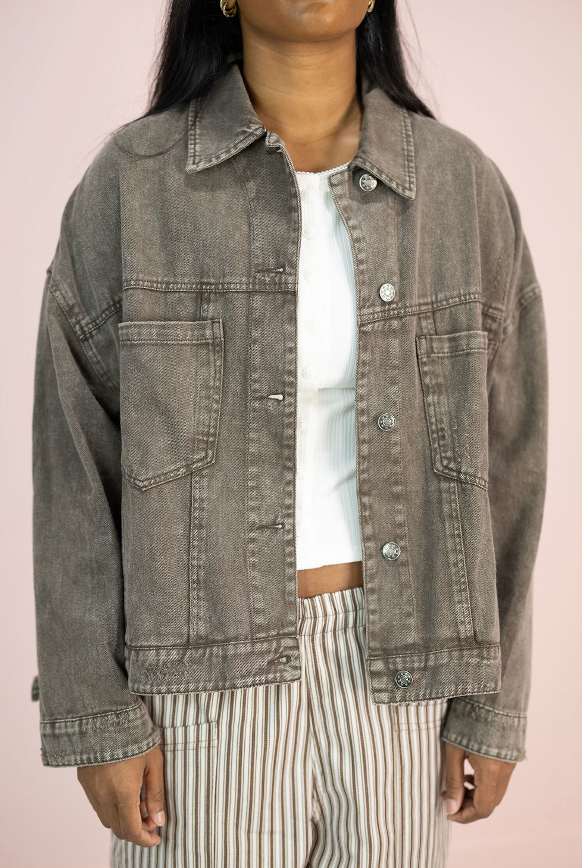 Oversized Denim Jacket Chocolate