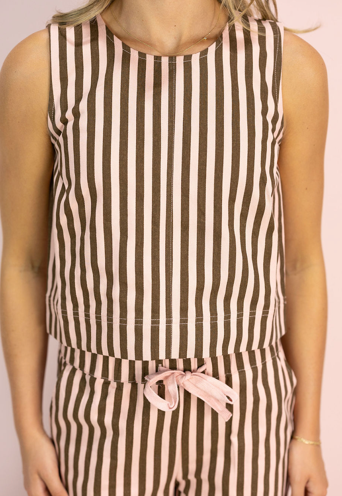 Dana Pink/Brown Stripe Top