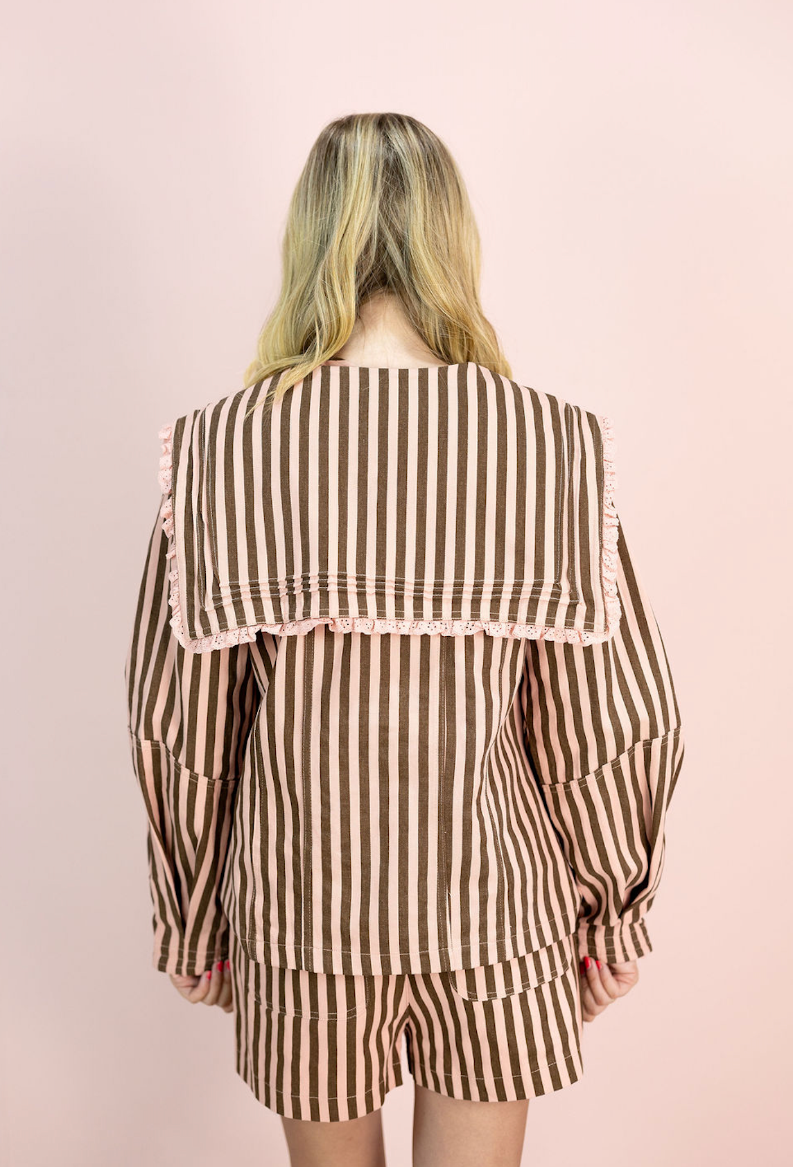 Maggie Pink Stripes Eyelet Jacket