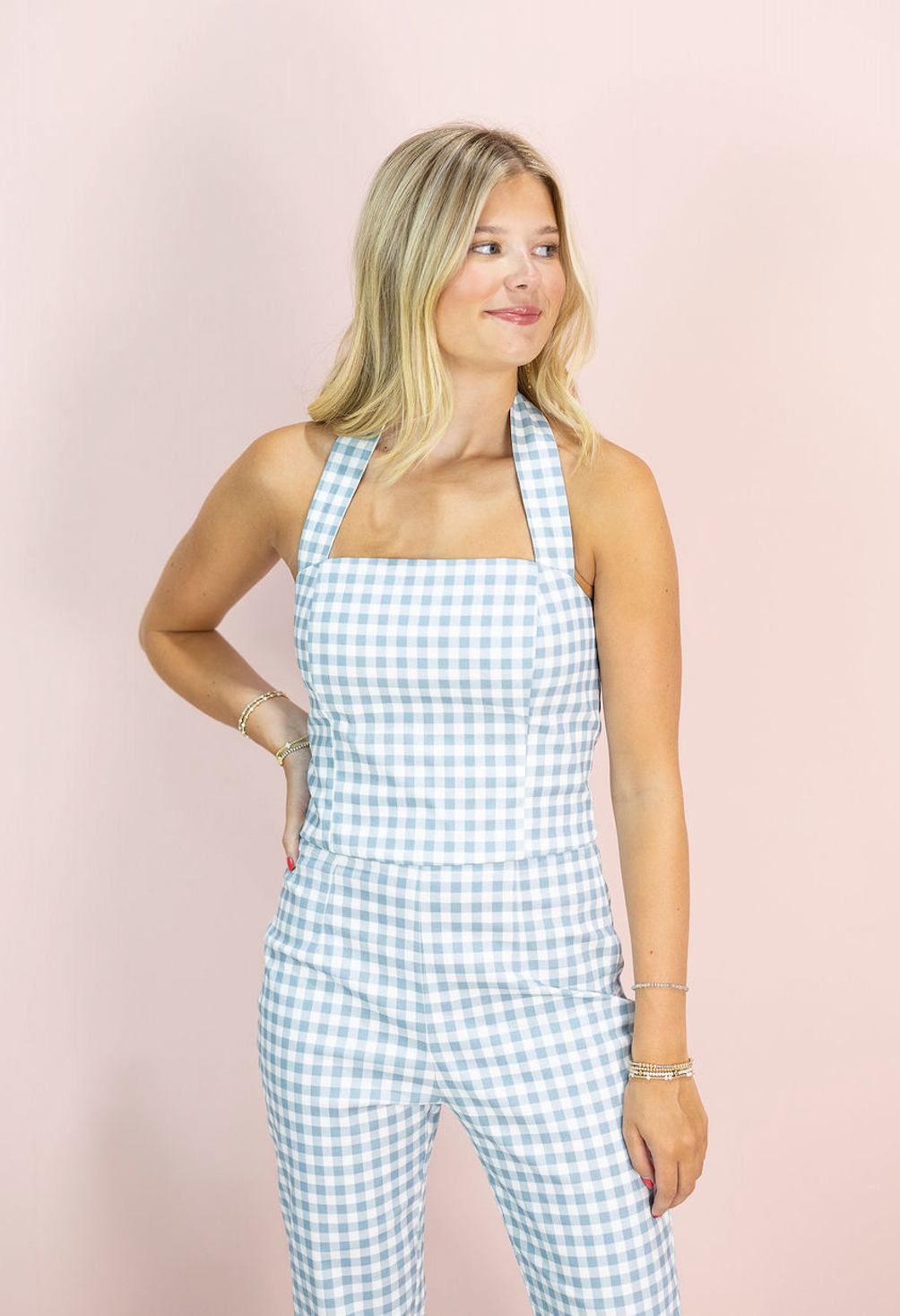 Plaid Gingham Top & Pants Set of 2