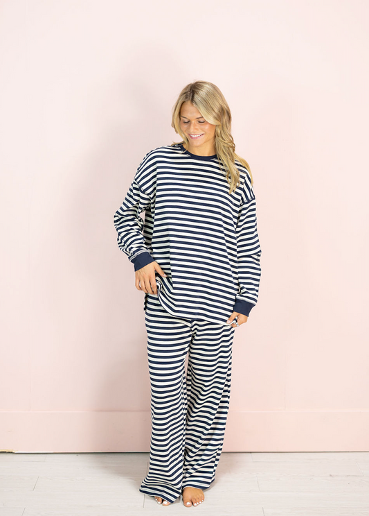 Kiersten Navy Stripe Lounge Set of 2