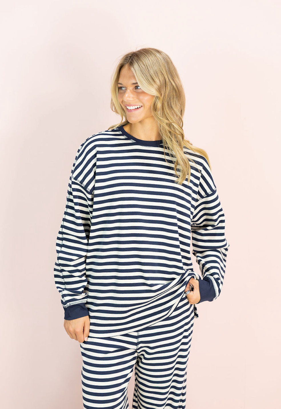 Kiersten Navy Stripe Lounge Set of 2