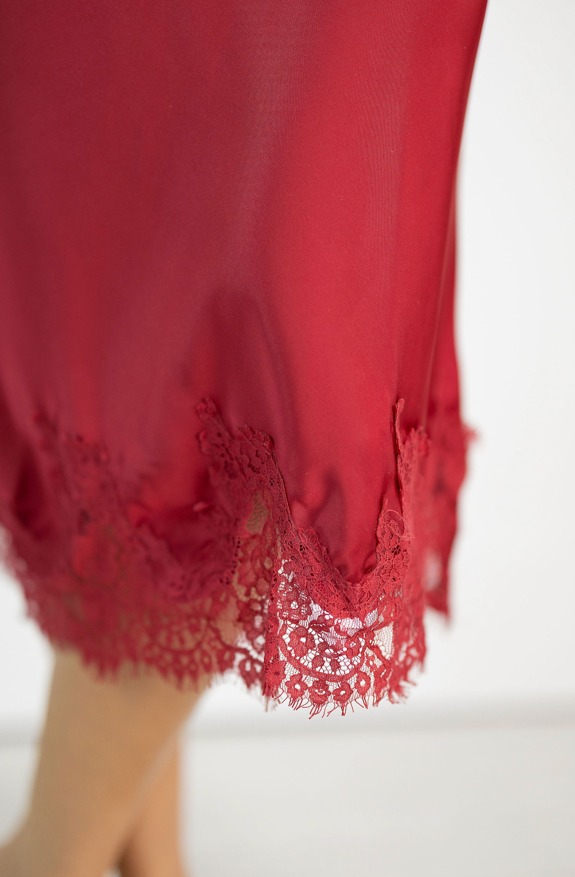 Crimson Lace Hem Skirt