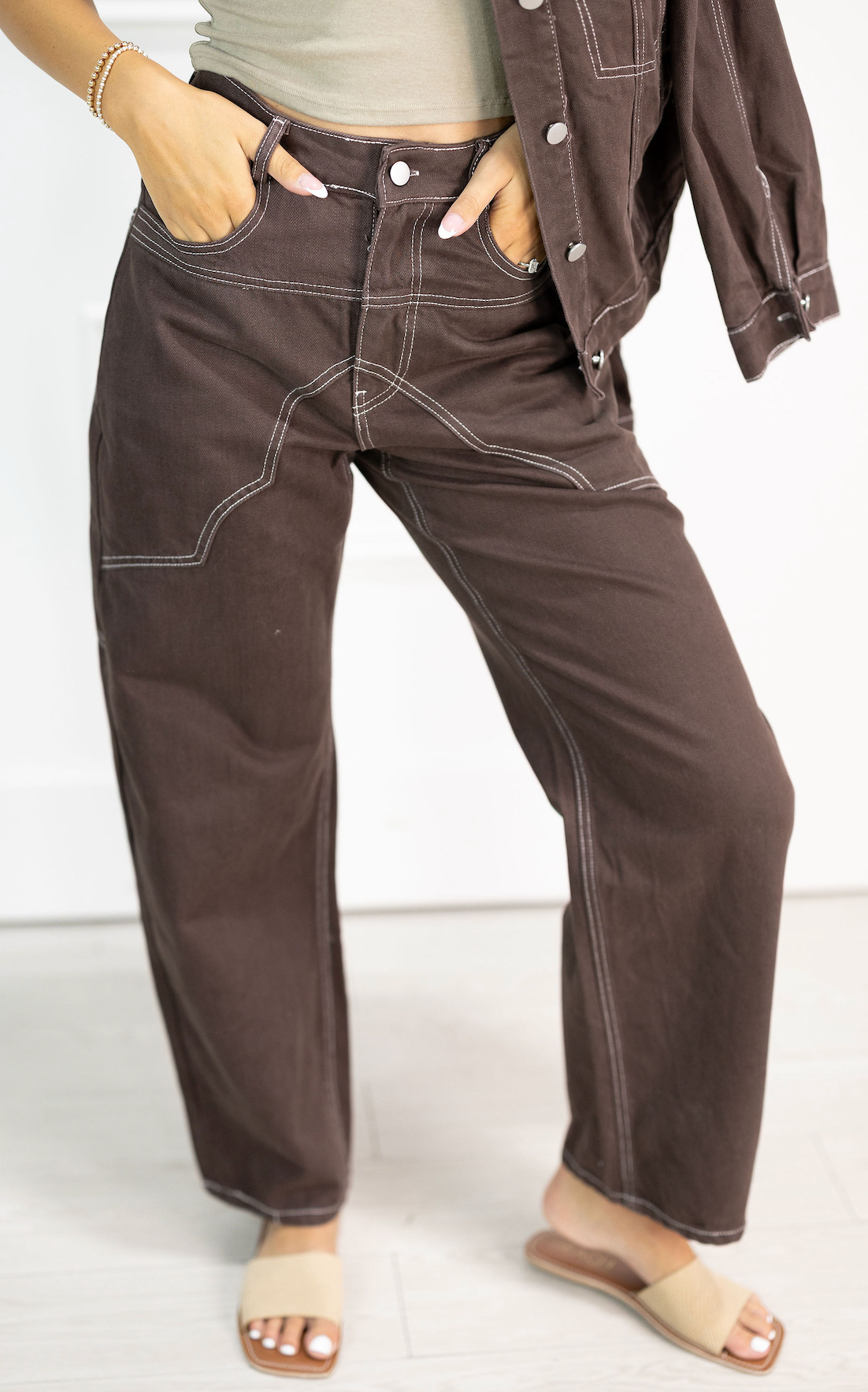 Dark Brown Western Stitch Pants