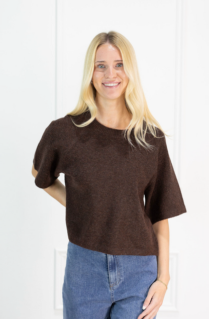 Danica Short Sleeve Sweater Brown