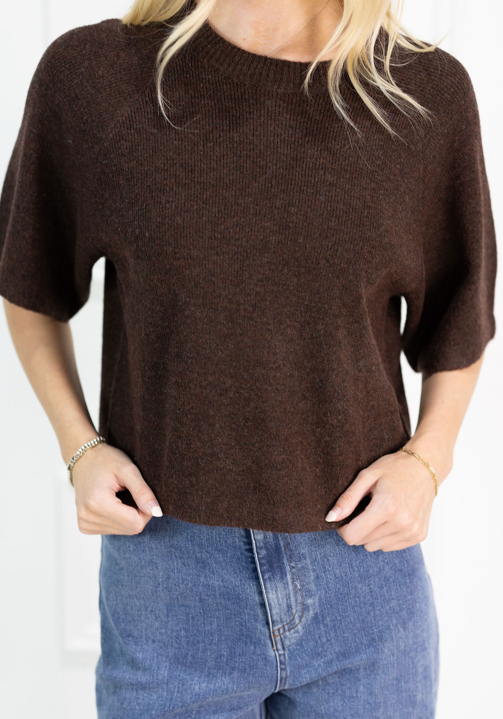 Danica Short Sleeve Sweater Brown