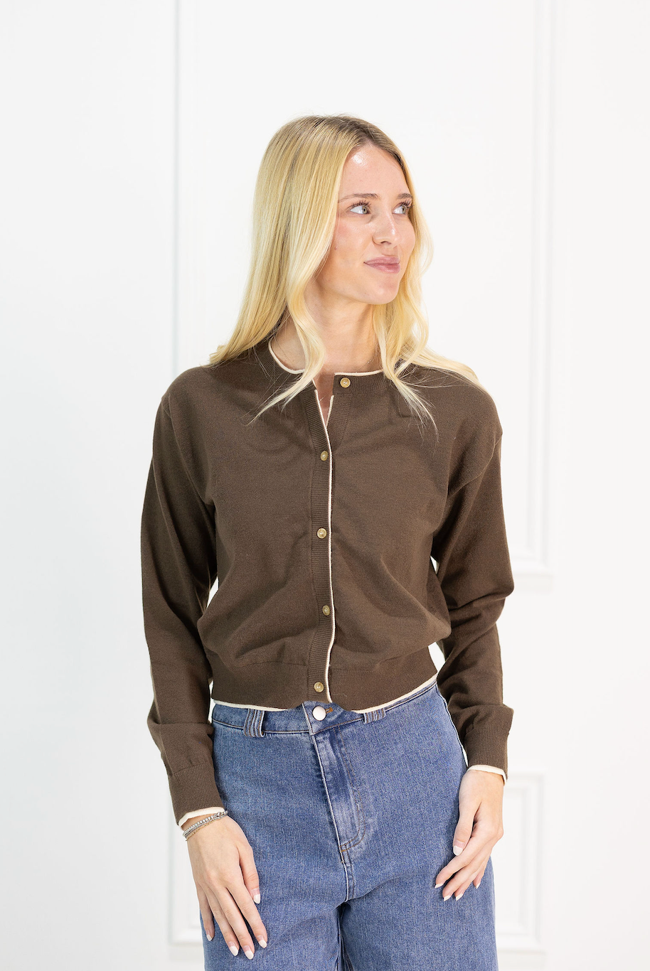 Paige Cardigan Brown/Cream