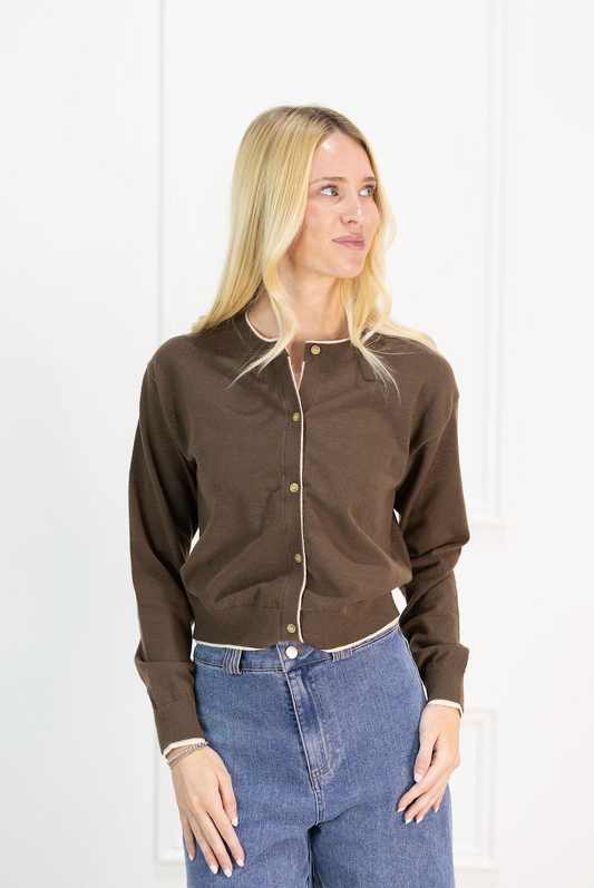 Paige Cardigan Brown/Cream