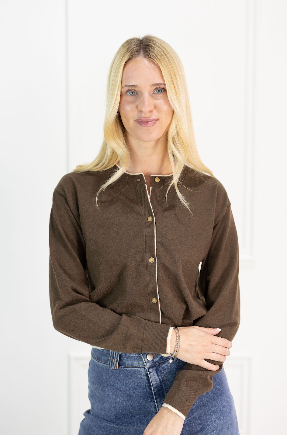 Paige Cardigan Brown/Cream