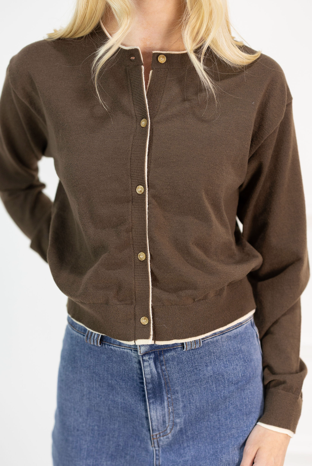 Paige Cardigan Brown/Cream