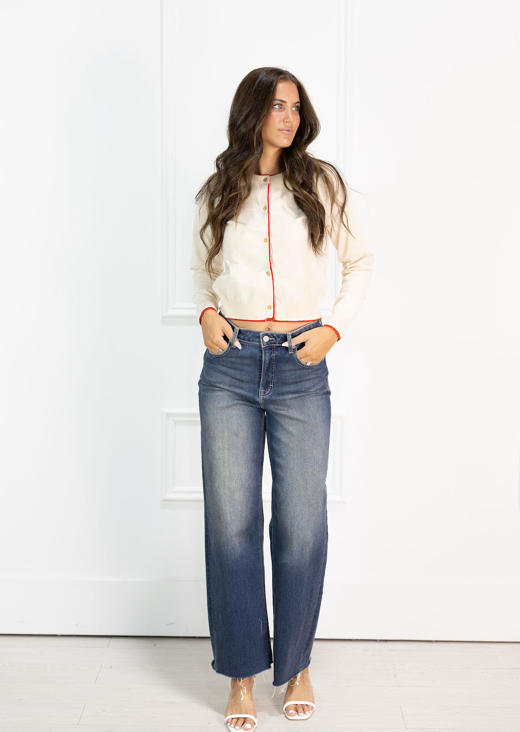 Paige Cardigan Cream/Red