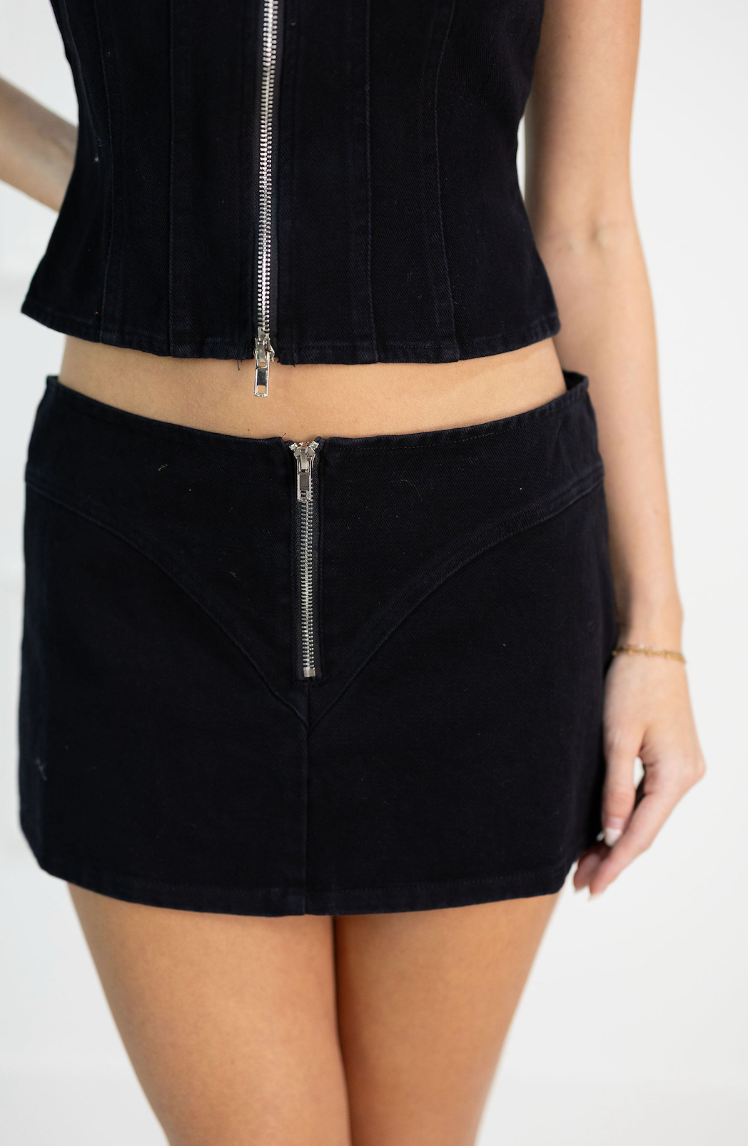 Zip Up Top & Skirt Set of 2 Black