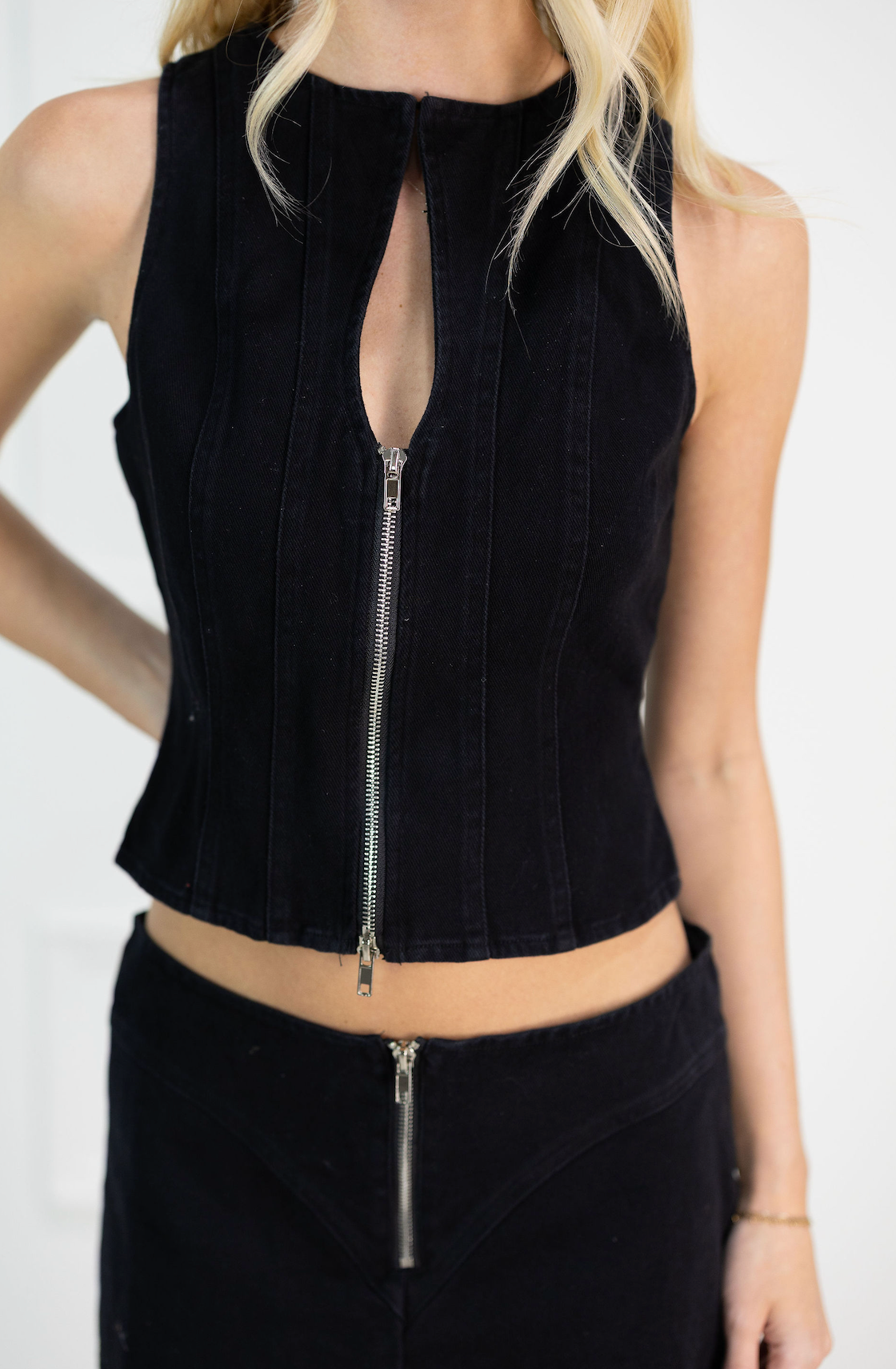 Zip Up Top & Skirt Set of 2 Black