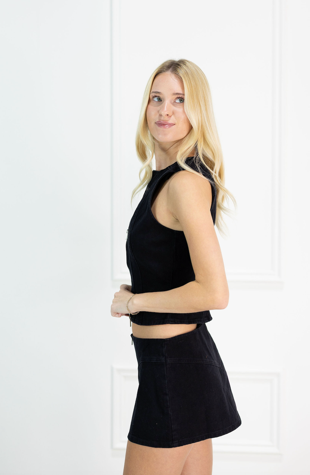 Zip Up Top & Skirt Set of 2 Black