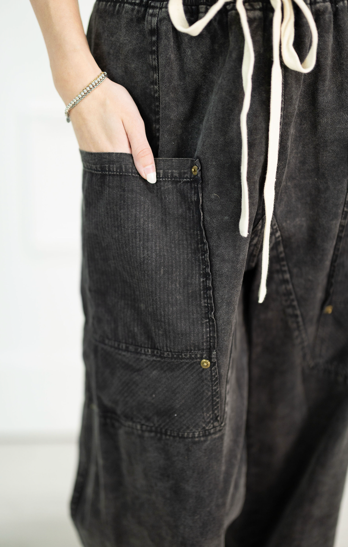 Washed Black Side Pocket Pants