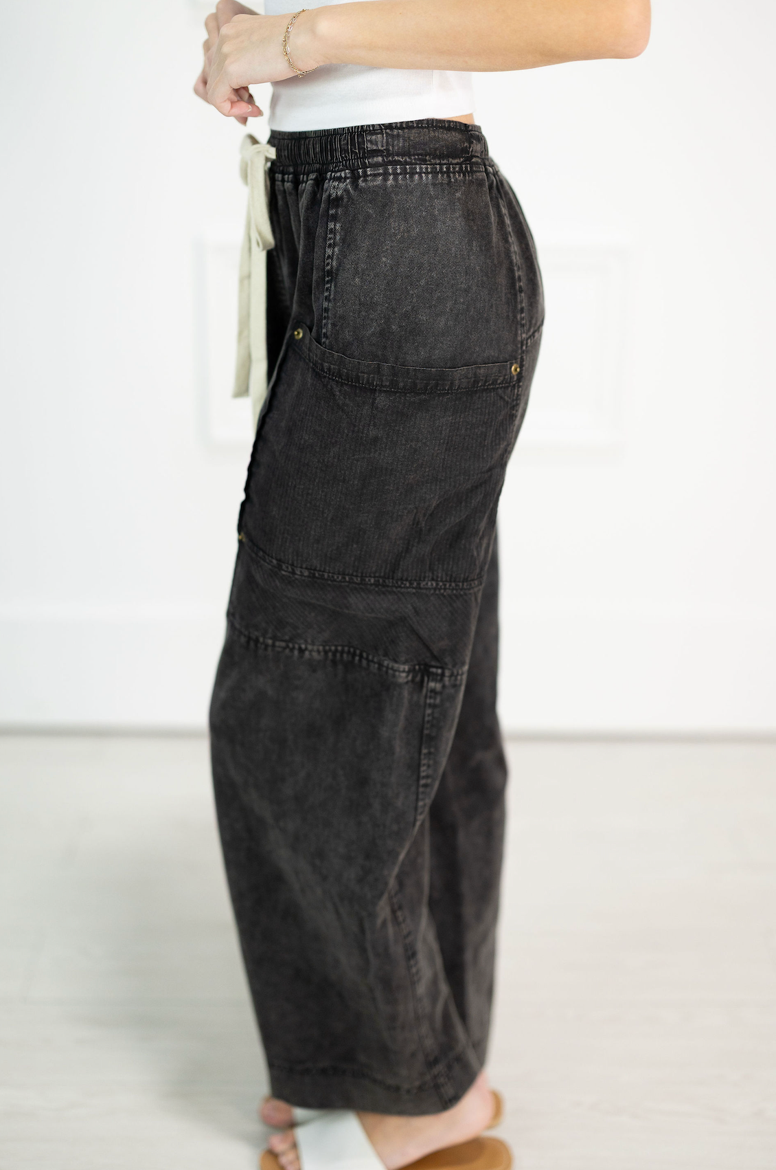 Washed Black Side Pocket Pants
