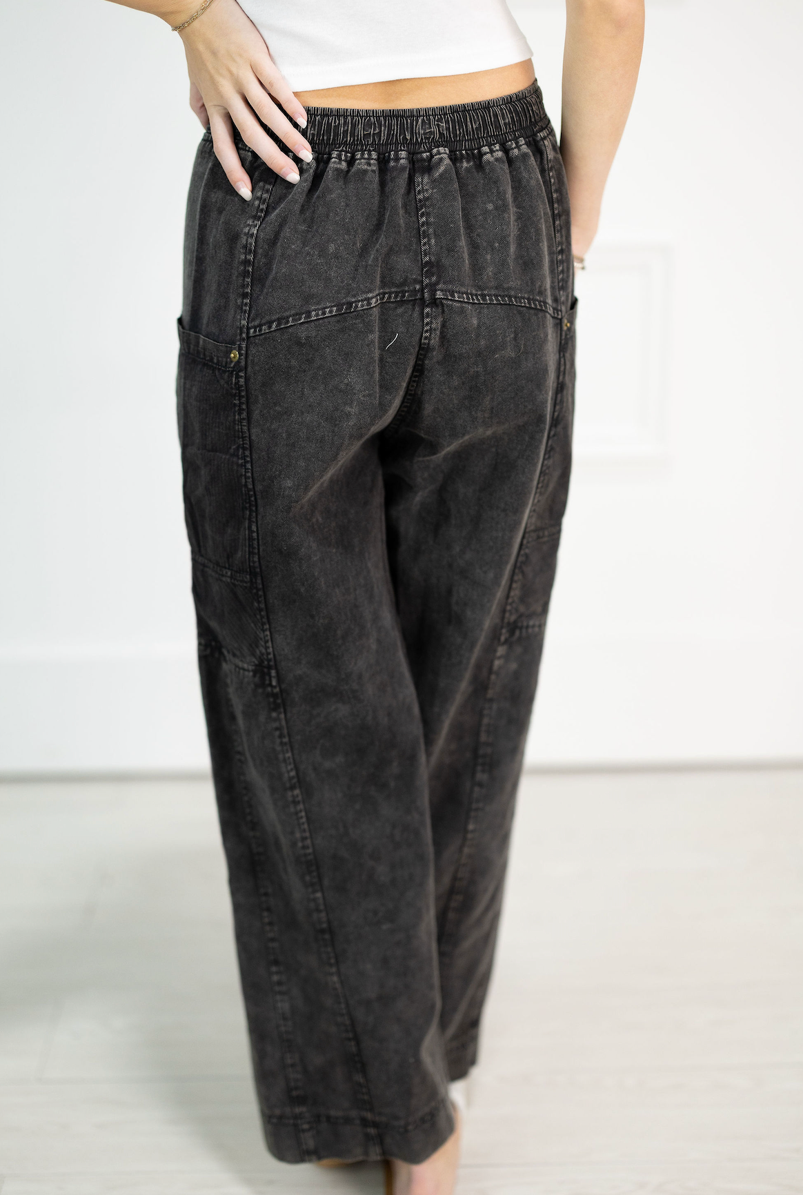 Washed Black Side Pocket Pants