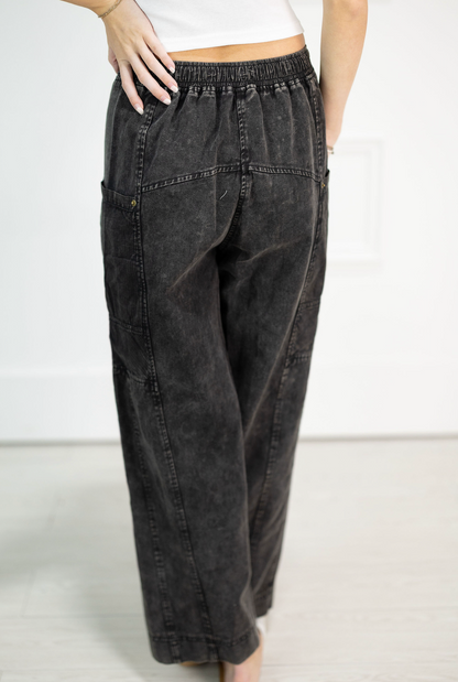 Washed Black Side Pocket Pants