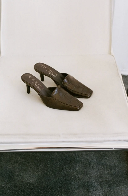 Matisse Davey Espresso Croc Heels