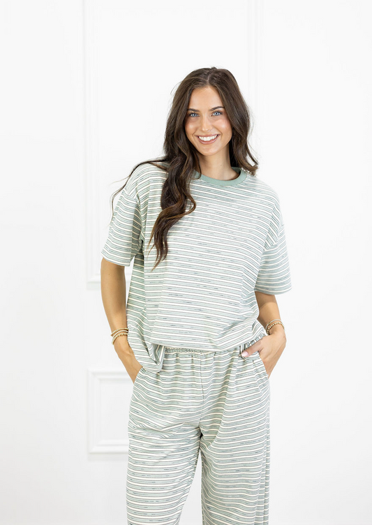 Brushed Knit Stripe Tee Mint
