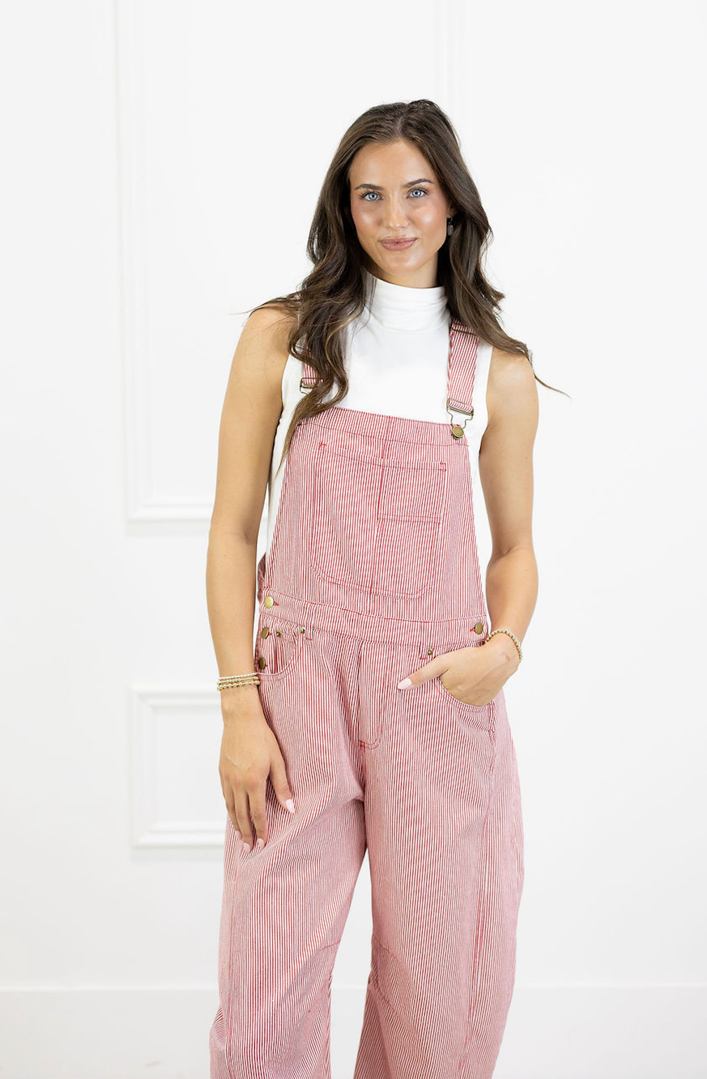 Red Pinstripe Overalls